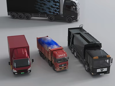 Various Truck Models Including Cargo Garbage And Delivery Vehicles 3d model