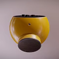 Yellow Round Design Portable Audio Speaker With Display Screen Control Buttons And Speaker Holes