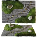 Zen Garden Feature With Stepping Stones Raked Pebble Patterns And Moss Covered Surfaces