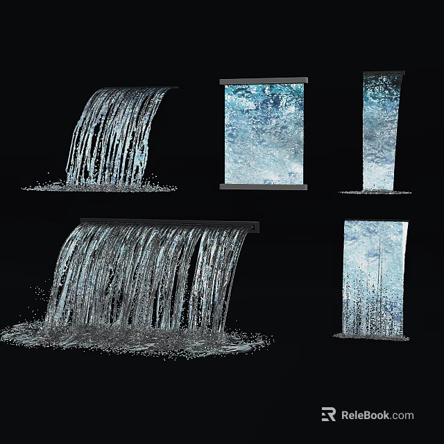 Decorative Water Fountain With Cascading Waterfall And Glass Panel Design Features 3d model 
