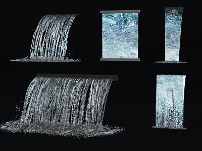 Decorative Water Fountain With Cascading Waterfall And Glass Panel Design Features 3d model