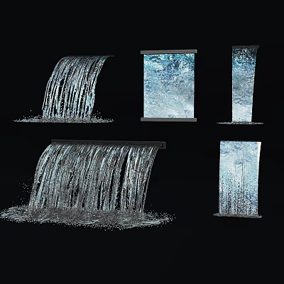 Decorative Water Fountain With Cascading Waterfall And Glass Panel Design Features 3d model