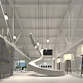 Modern Reception Area With Spiral Staircase Pendant Lights And Open Space Design