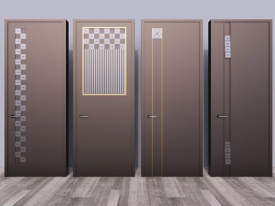 Modern Interior Door Designs With Gold Accents And Patterned Panels 3d model