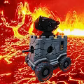 Gray Stone Like Volcanic Rover With Black Top Device On Lava Field