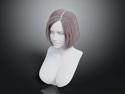 Game Movie Character 3D Head Model With Brown Short Hair Stylized Design 3d model