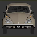 Light Brown Classic Volkswagen Beetle With Rounded Body White Wheels And Black Background Reflection