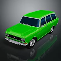 Vibrant Green Vintage Station Wagon with Black Windows and Silver Wheels