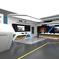 3D Indoor Floor Plan With Blue Pathways And Multiple Rooms Design