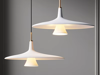 Modern Pendant Lights With White Shade Brass Rod And Warm Glow Sleek Design 3d model