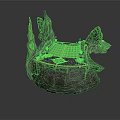 Artistic Architectural Model With Rock Base Decorative Wings And Wooden Pathway