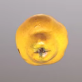 Ripe Shiny Yellow Fruit With Natural Dark Spots On Gray Background
