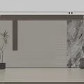 Modern Sofa Backdrop Wall With Wood Grain White Panels Marble Texture Floor Lamp And Greenery