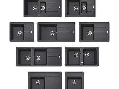 Black Modern Kitchen Sinks Various Styles Including Single And Double Bowl Designs 3d model