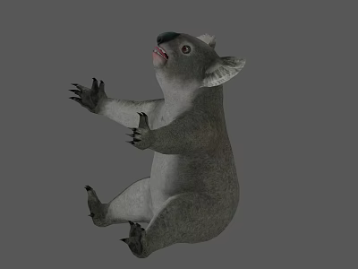 Realistic Reptile 3D Model Standing With Raised Front Claws And Open Mouth On Grey Background 3d model