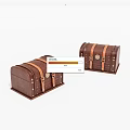 Vintage Brown Wooden Storage Chests With Metal Buckles And Leather Straps