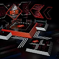 Esports Competition Stage Design With Red Black Lighting And Arena Seats