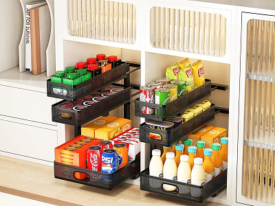 Organized Sideboard with Multi Layer Storage Drawers for Beverages Snacks and Milk 3d model