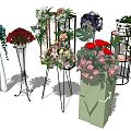 Various Flower Vase Arrangements With Red Roses Blue Hydrangeas And Metal Stand Designs