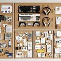 Post-it card photo wall decoration pendant keyboard game machine hole board 3d model