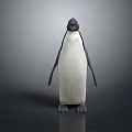 3D Penguin Model With Black And White Feathers And Orange Beak Standing On Gray Background