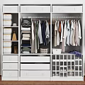 Organized Closet With Hanging Shirts Folded Clothes Drawers And Storage Boxes 3d model