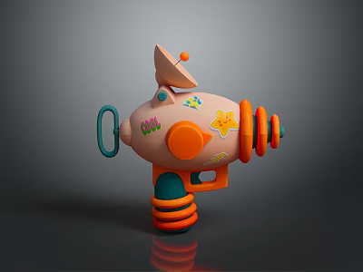 Toy Weapon Orange Cartoon Decorations Smiley Star Stickers Spring Antenna Shaped Parts For Kids Play 3d model