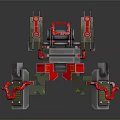 Green And Red Mechanical Robot Toy With Multiple Legs And Complex Structure