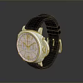Sleek Modern Watch With Black Leather Strap And Silver Dial 3d model