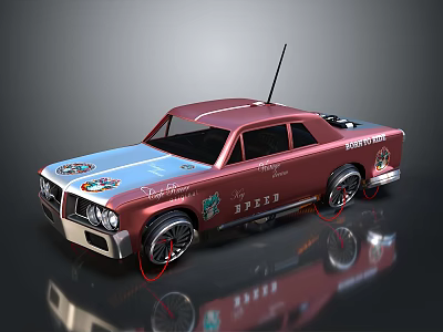 Red And Blue Racing Car Model With Antenna Red Marked Wheels And Spirit Lettering 3d model