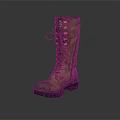 Brown Leather Lace Up Tall Boots With Metal Eyelets And Black Thick Sole