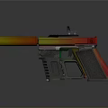 Colorful Toy Gun with Gradient Yellow Orange Red Barrel Gray Body Modern Tactical Sight Design