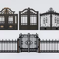 Classic Iron Entrance Gates With Intricate Carved Patterns And Decorative Details