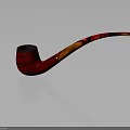 Handcrafted Tobacco Pipe With Red And Yellow Striped Surface And Curved Long Stem