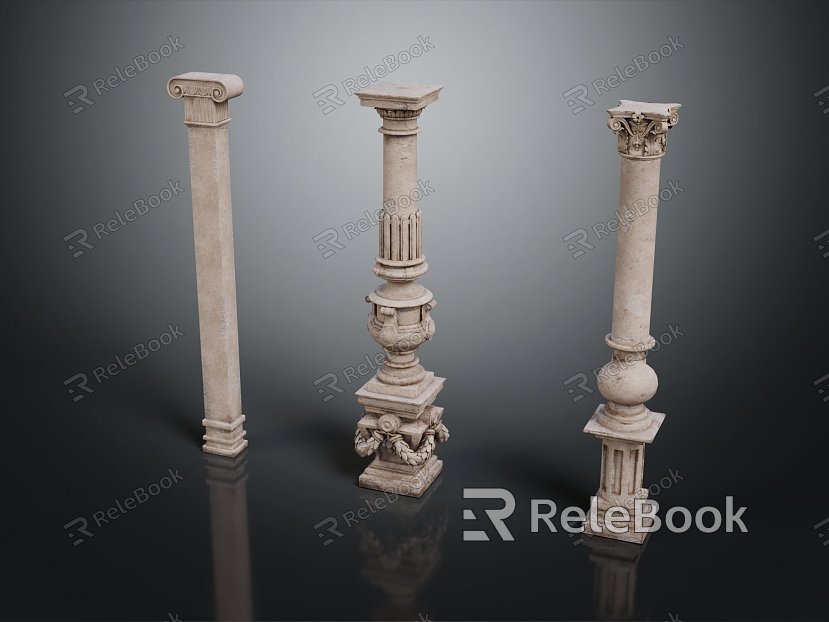 European style pillar stone pillar stone pillar old stone pillar model