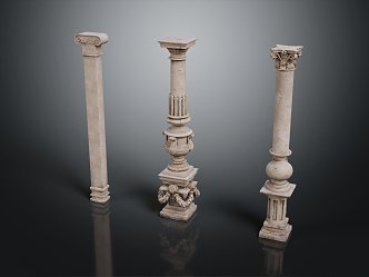 European style pillar stone pillar stone pillar old stone pillar 3d model