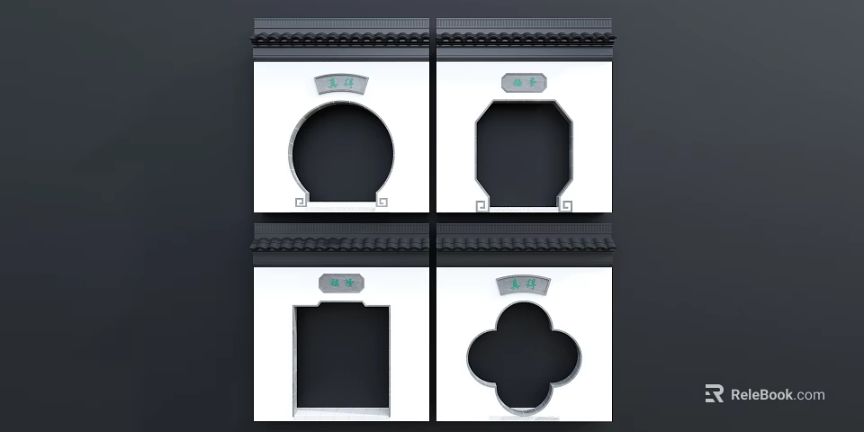 Various Shaped Door Arches With Circular Octagonal Square And Clover Designs 3d model
