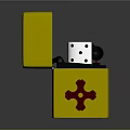 Yellow Lighter With Red Cross Design Open Lid And Internal Components