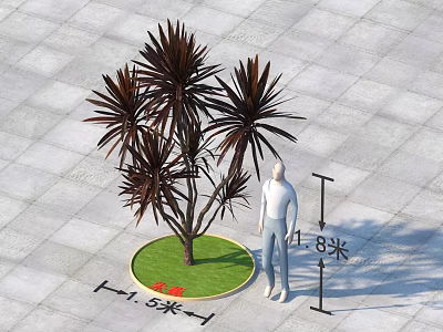 Dragon Blood Tree Arbor With Circular Grass Lawn 1.5 Meters Diameter And 1.8 Meters Height 3d model