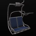 Modern Outdoor Chair With Blue Cushion Metal Frame And Armrest Design