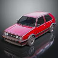 Red Classic Volkswagen Golf With Black Trim And Silver Alloy Wheels