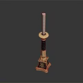 Elegant Gold And Black Hardware Tools With Carved Decoration And White Candle