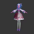 Cute Character And Creature With Pink Hair Red Dress Green Stockings And Pink Shoes