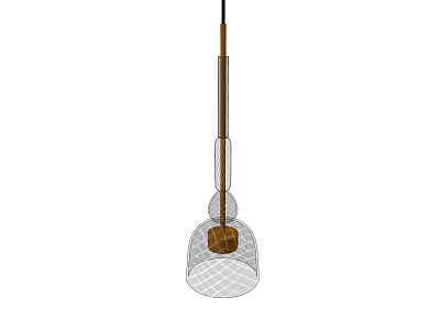 Elegant Modern Chandelier With Transparent Glass Shade And Metal Rod Grid Design 3d model