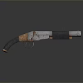 Vintage Worn Metal Weapon With Curved Barrel Wrapped Grip And Rusty Details