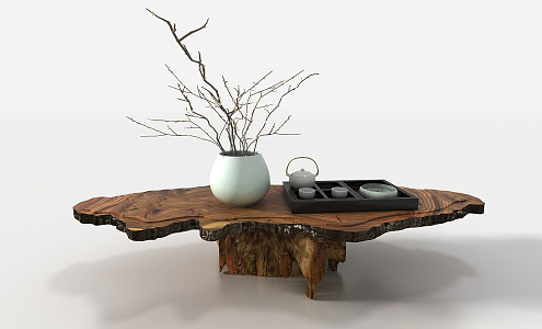 New Chinese Root Carving Tea Sea Sump Log Tea Table 3d model