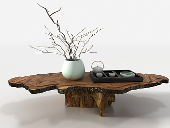 New Chinese Root Carving Tea Sea Sump Log Tea Table 3d model