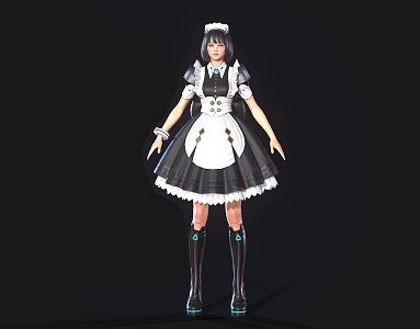 Woman maid costume robot 3d model