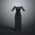 Elegant Black Off Shoulder Evening Dress With Lace Detail And Fitted Silhouette