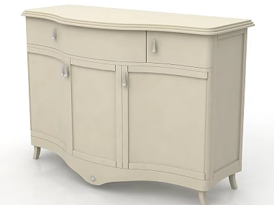 Beige Hallway Console Side Cabinet With Curved Front Cabinet Doors And Elegant Legs 3d model